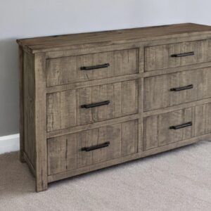 62" Brown Solid Wood Six Drawer Double Dresser