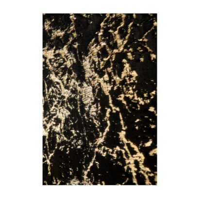 4' x 6' Black and Gold Faux Fur Abstract Shag Non Skid Area Rug