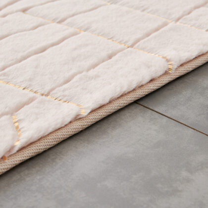 8' x 11' Beige and Gold Faux Fur Abstract Shag Non Skid Area Rug