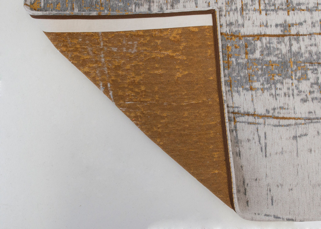 7' x 9' Gray and Gold Abstract Non Skid Area Rug
