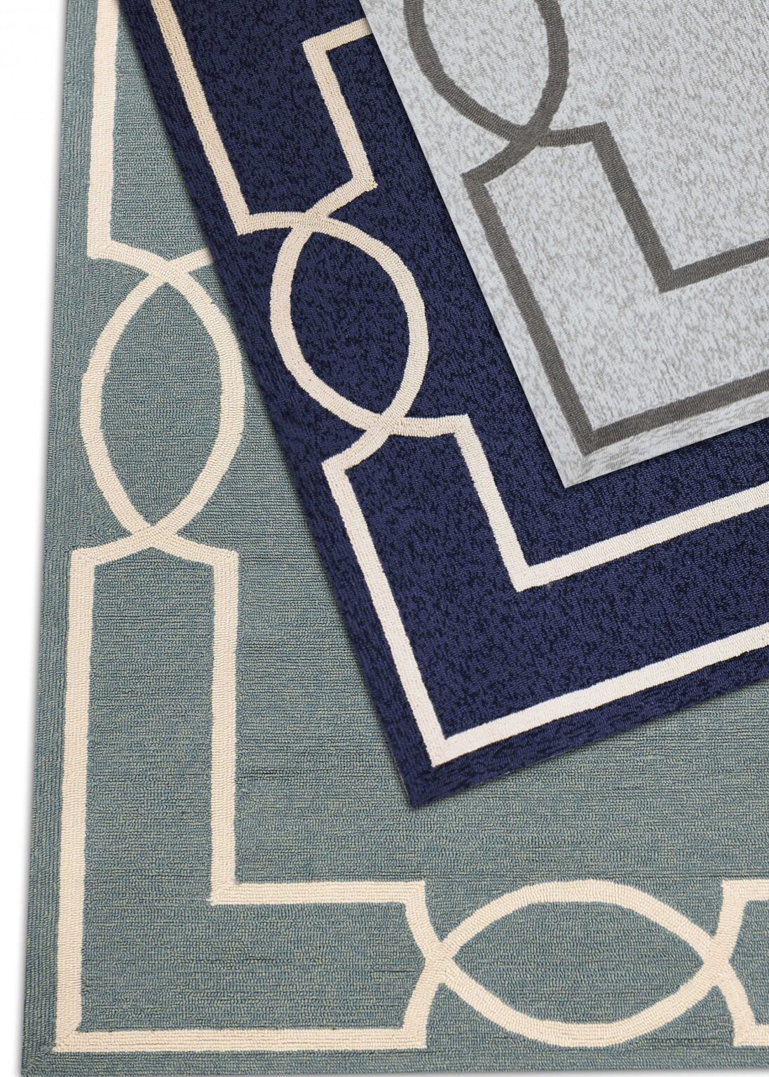 91 X 91 Greyor Blue Polyester Or  Viscose Rug