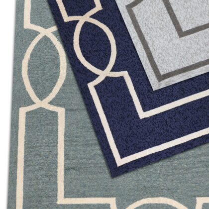 91 X 91 Greyor Blue Polyester Or  Viscose Rug