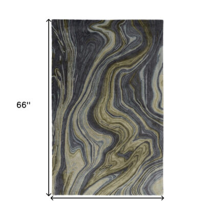 4' x 6' Blue and Green Abstract Hand Tufted Area Rug