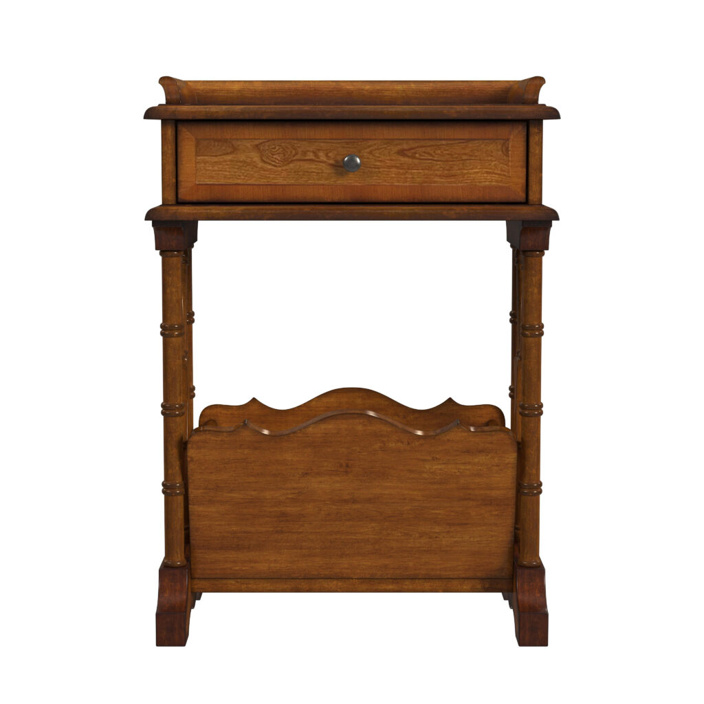 24" Brown Solid And Manufactured Wood Rectangular End Table With Drawer