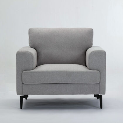 41" Light Gray And Black Linen Arm Chair