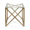 22" Brass And Clear Glass And Steel Square End Table