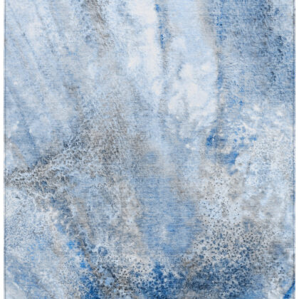 10' X 14' Ivory Blue and Gray Abstract Washable Non Skid Indoor Outdoor Area Rug