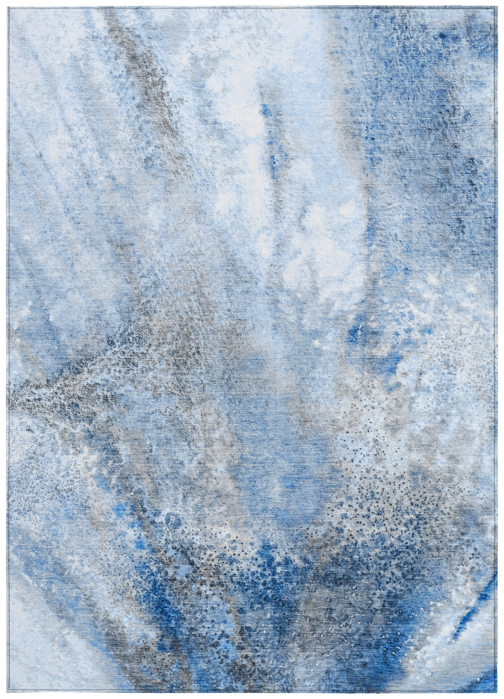 10' X 14' Ivory Blue and Gray Abstract Washable Non Skid Indoor Outdoor Area Rug