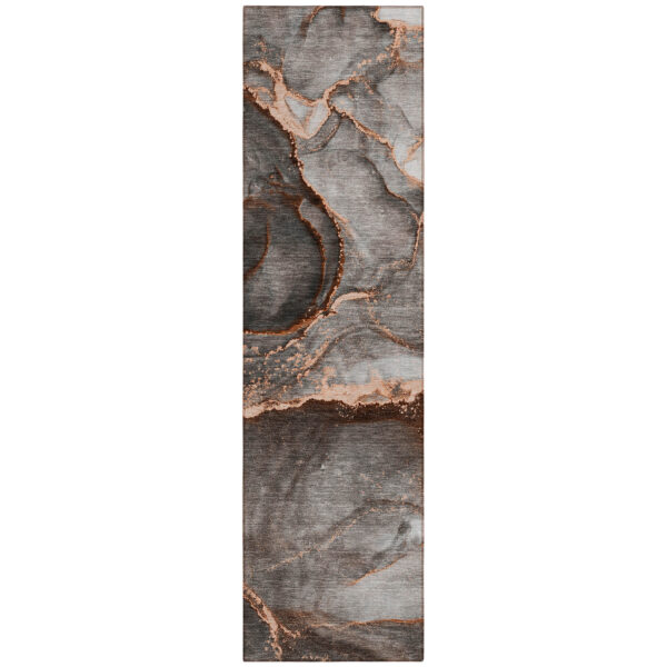8' Runner Peach Abstract Washable Non Skid Indoor Outdoor Runner Rug
