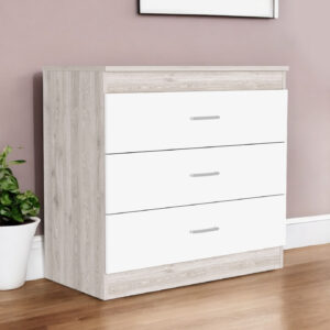 32" White and Gray Three Drawer Dresser