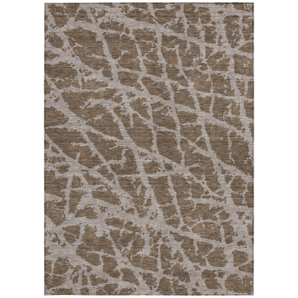 5' X 8' Brown Abstract Washable Non Skid Indoor Outdoor Area Rug