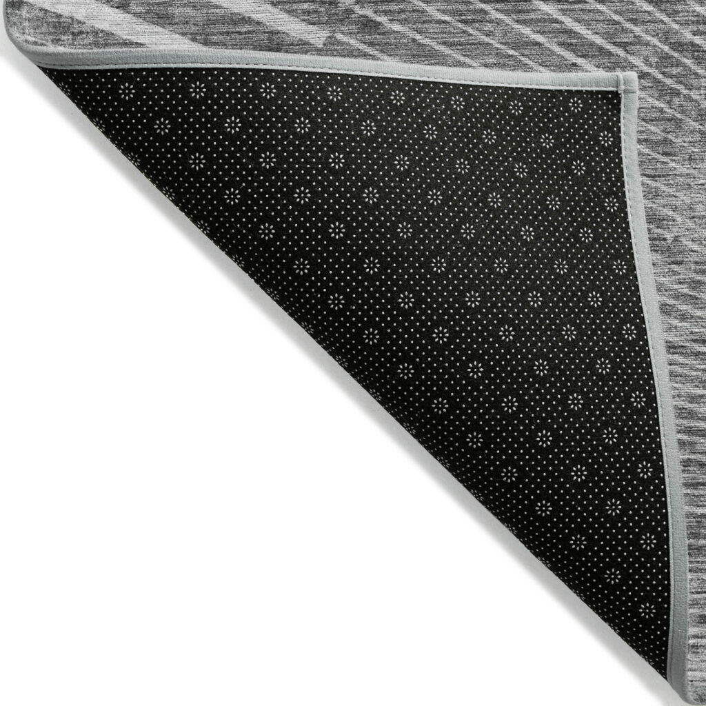 3' X 5' Gray and Ivory Abstract Washable Non Skid Indoor Outdoor Area Rug