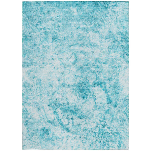 8' X 10' Teal Abstract Washable Non Skid Indoor Outdoor Area Rug