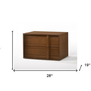Modern Walnut Nightstand with Two Integrated Drawers