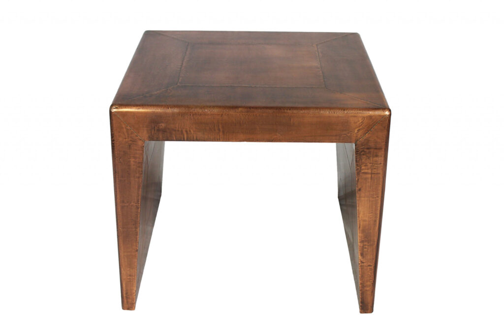 24" Copper Wood and Metal Square End Table