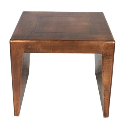 24" Copper Wood and Metal Square End Table