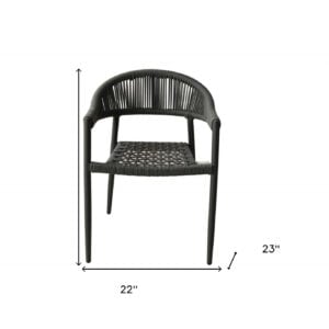 Set Of 4 Gray Open Weave Patio Arm Chairs
