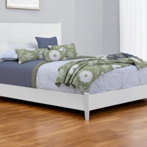 White Carved Geometric Solid Wood California King Bed Frame