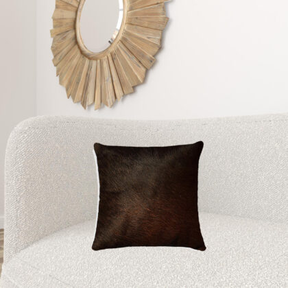 18" X 18" X 5" Chocolate Cowhide  Pillow