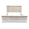 White and Beige Shiplap Texture Distressed Solid Wood And Linen King Bed Frame