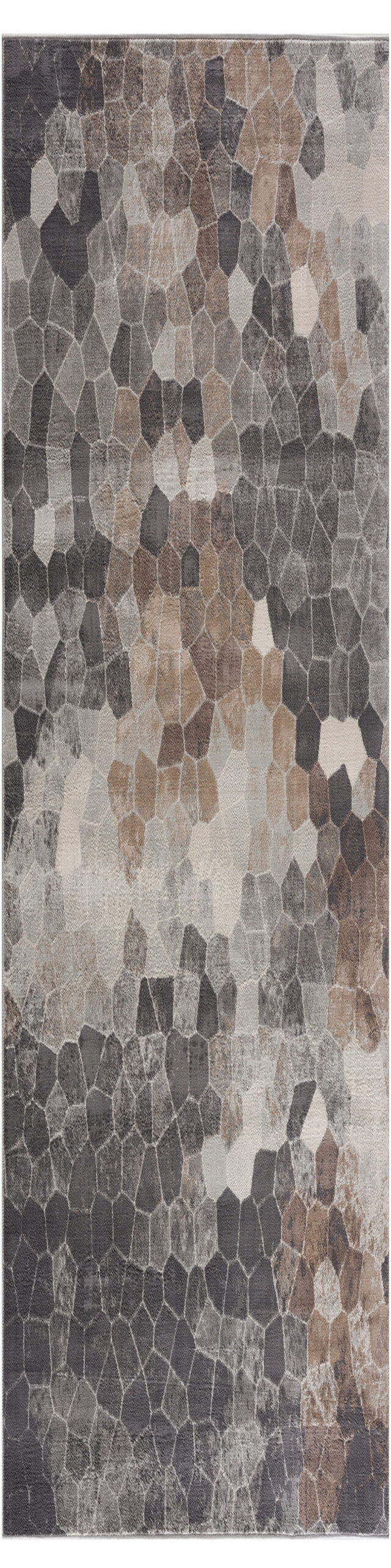 2’ x 10’ Beige Cobblestone Pattern Runner Rug