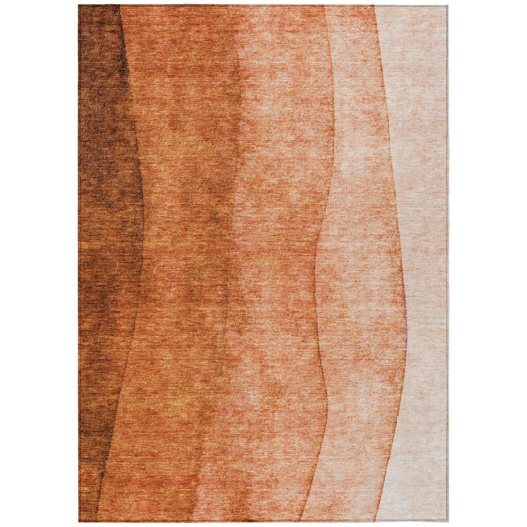 10' X 14' Orange And Copper Ombre Washable Indoor Outdoor Area Rug