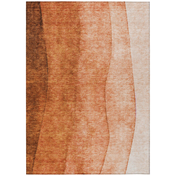 10' X 14' Orange And Copper Ombre Washable Indoor Outdoor Area Rug