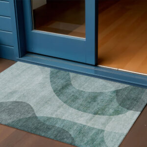 3' X 5' Green And Sage Abstract Washable Indoor Outdoor Area Rug