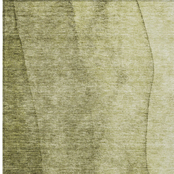 9' X 12' Olive Green And Artichoke Green Ombre Washable Indoor Outdoor Area Rug