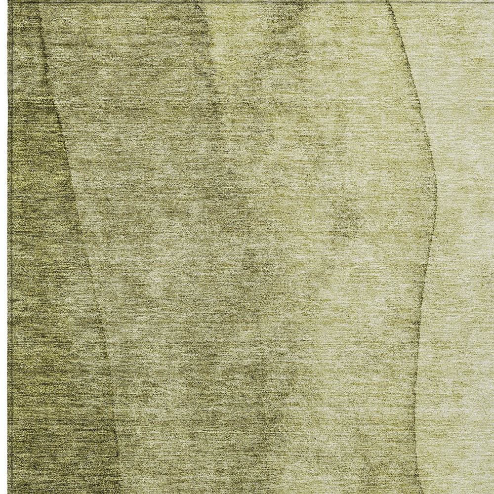 9' X 12' Olive Green And Artichoke Green Ombre Washable Indoor Outdoor Area Rug