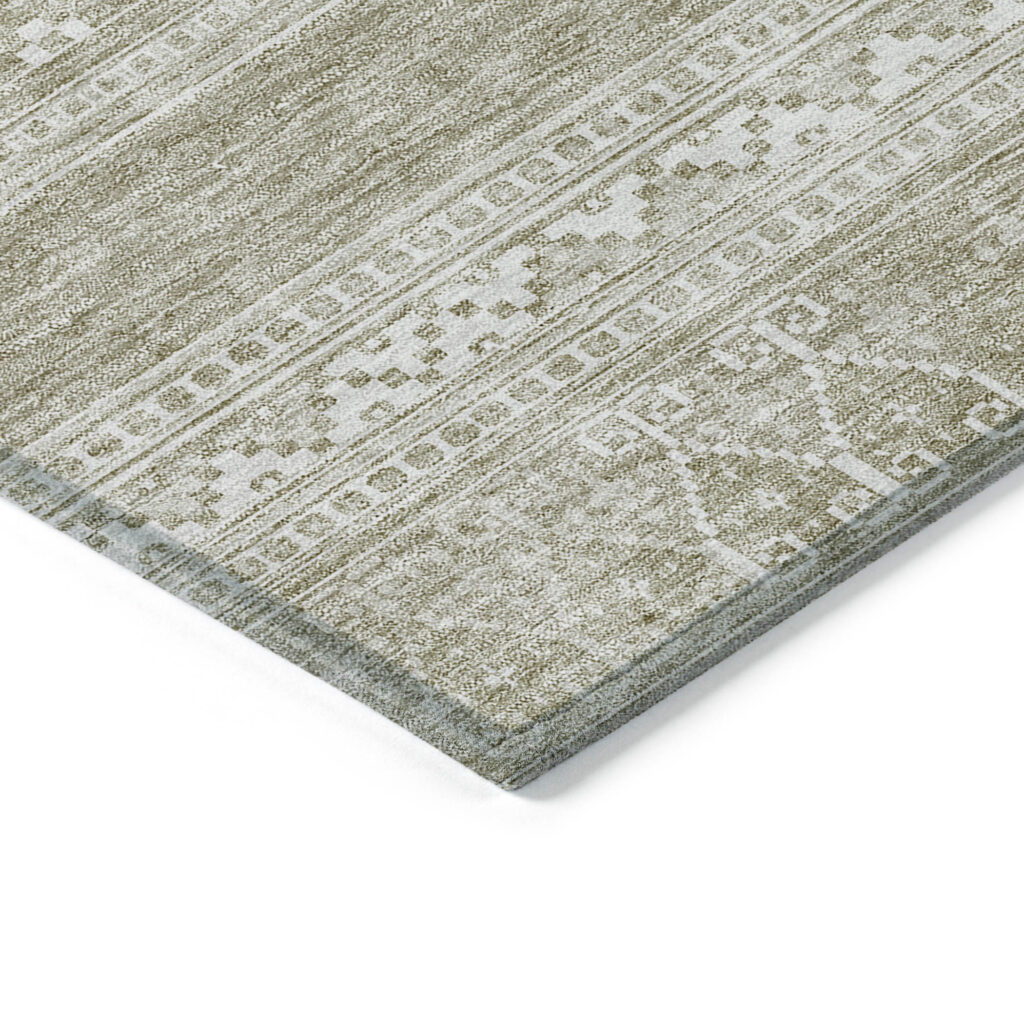 10' X 14' Khaki Taupe And Ivory Southwestern Washable Indoor Outdoor Area Rug