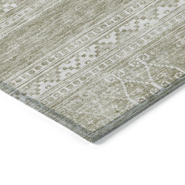 10' X 14' Khaki Taupe And Ivory Southwestern Washable Indoor Outdoor Area Rug