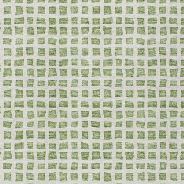 9' X 12' Artichoke Green And Ivory Geometric Washable Indoor Outdoor Area Rug