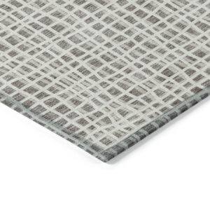 3' X 5' Taupe And Beige Striped Washable Indoor Outdoor Area Rug