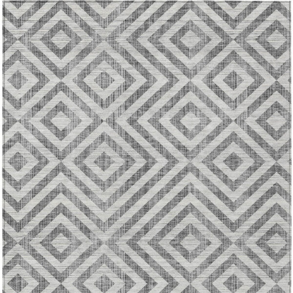 10' X 14' Gray Silver And Ivory Geometric Washable Indoor Outdoor Area Rug