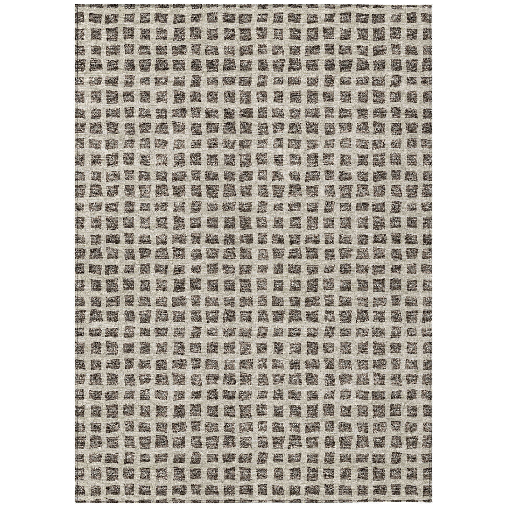 3' X 5' Brown Taupe And Ivory Geometric Washable Indoor Outdoor Area Rug