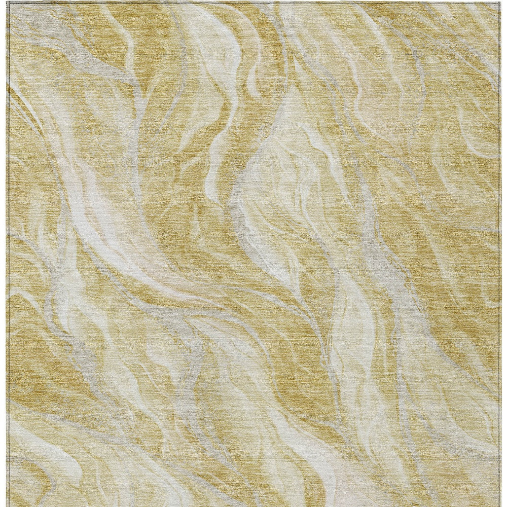 8' X 10' Gold Beige And Ivory Abstract Washable Indoor Outdoor Area Rug