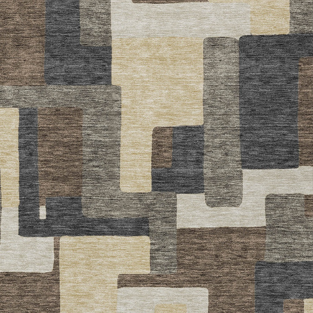 10' X 14' Brown And Taupe Abstract Washable Indoor Outdoor Area Rug