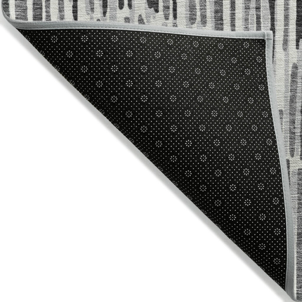 9' X 12' Gray Ivory And Charcoal Abstract Washable Indoor Outdoor Area Rug