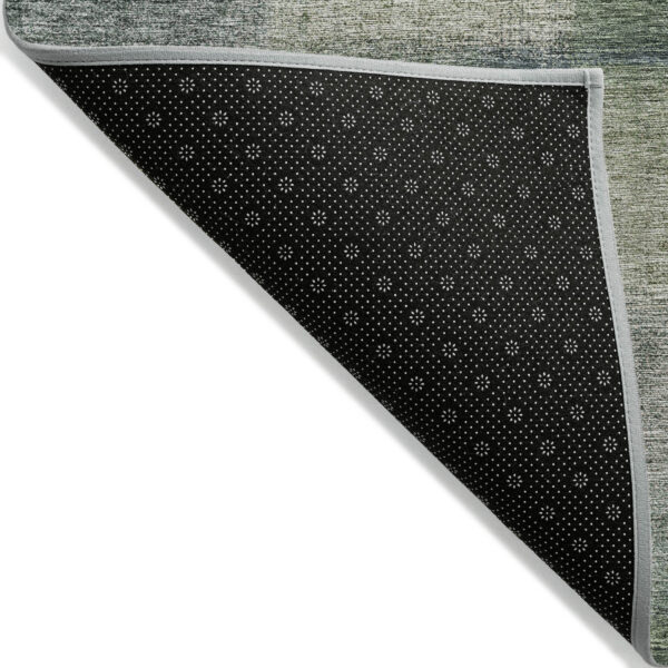 10' X 14' Olive Green And Gray Abstract Washable Indoor Outdoor Area Rug