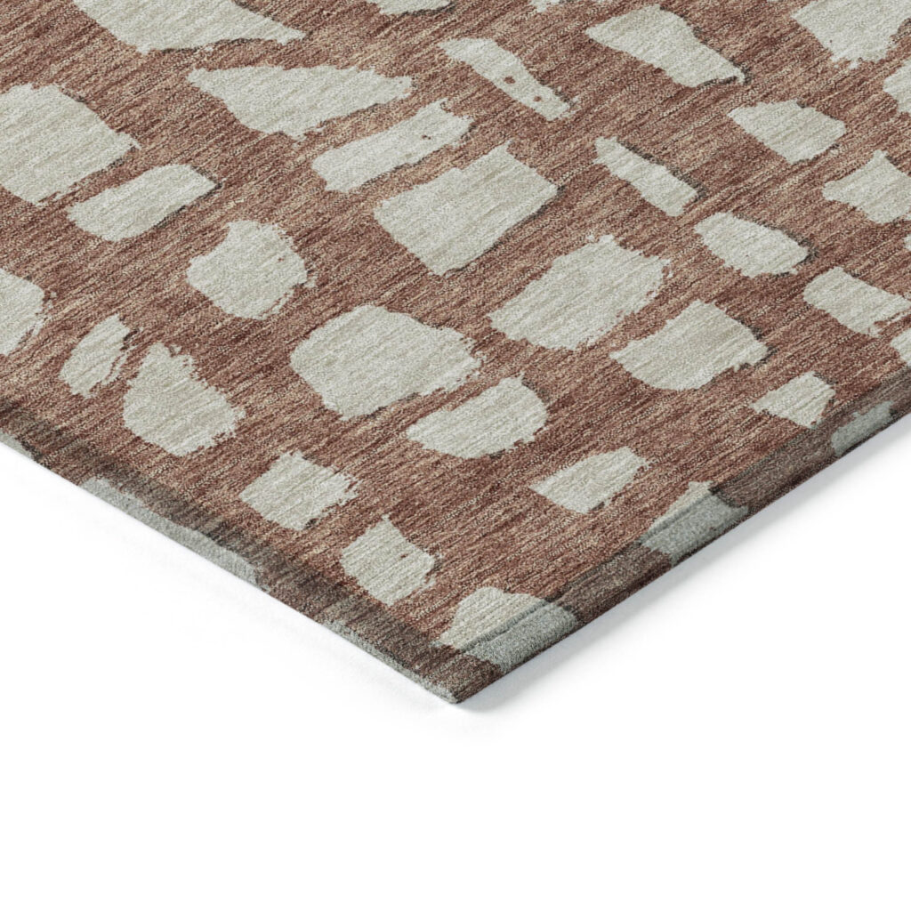8' X 10' Orange And Ivory Abstract Washable Indoor Outdoor Area Rug