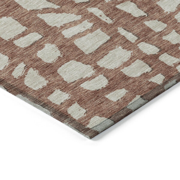 8' X 10' Orange And Ivory Abstract Washable Indoor Outdoor Area Rug