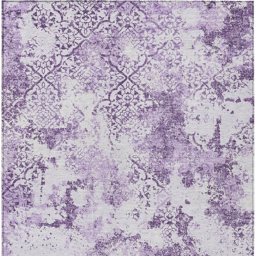 5' X 8' Lavender Purple And Lilac Floral Washable Indoor Outdoor Area Rug
