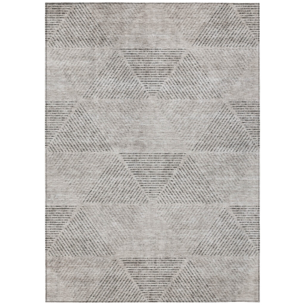 8' X 10' Taupe Brown And Ivory Geometric Washable Indoor Outdoor Area Rug