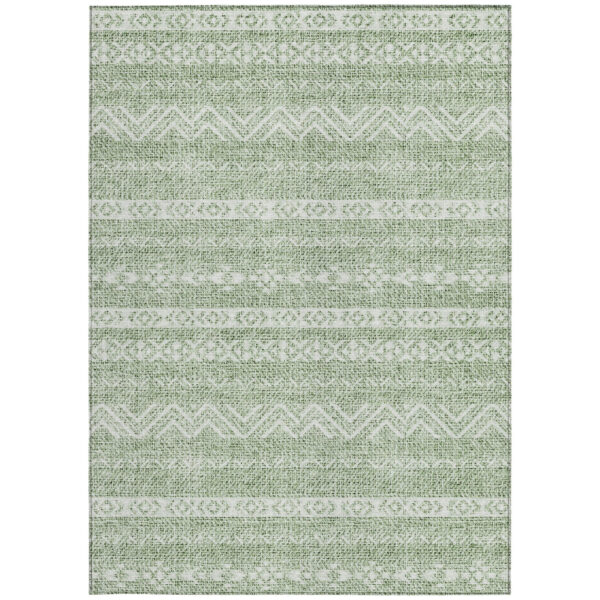 8' X 10' Artichoke Green And Green Southwestern Washable Indoor Outdoor Area Rug