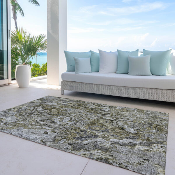 5' X 8' Brown Beige And Tan Abstract Washable Indoor Outdoor Area Rug