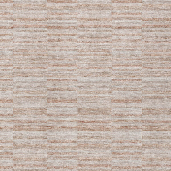 9' X 12' Salmon Copper And Beige Striped Washable Indoor Outdoor Area Rug
