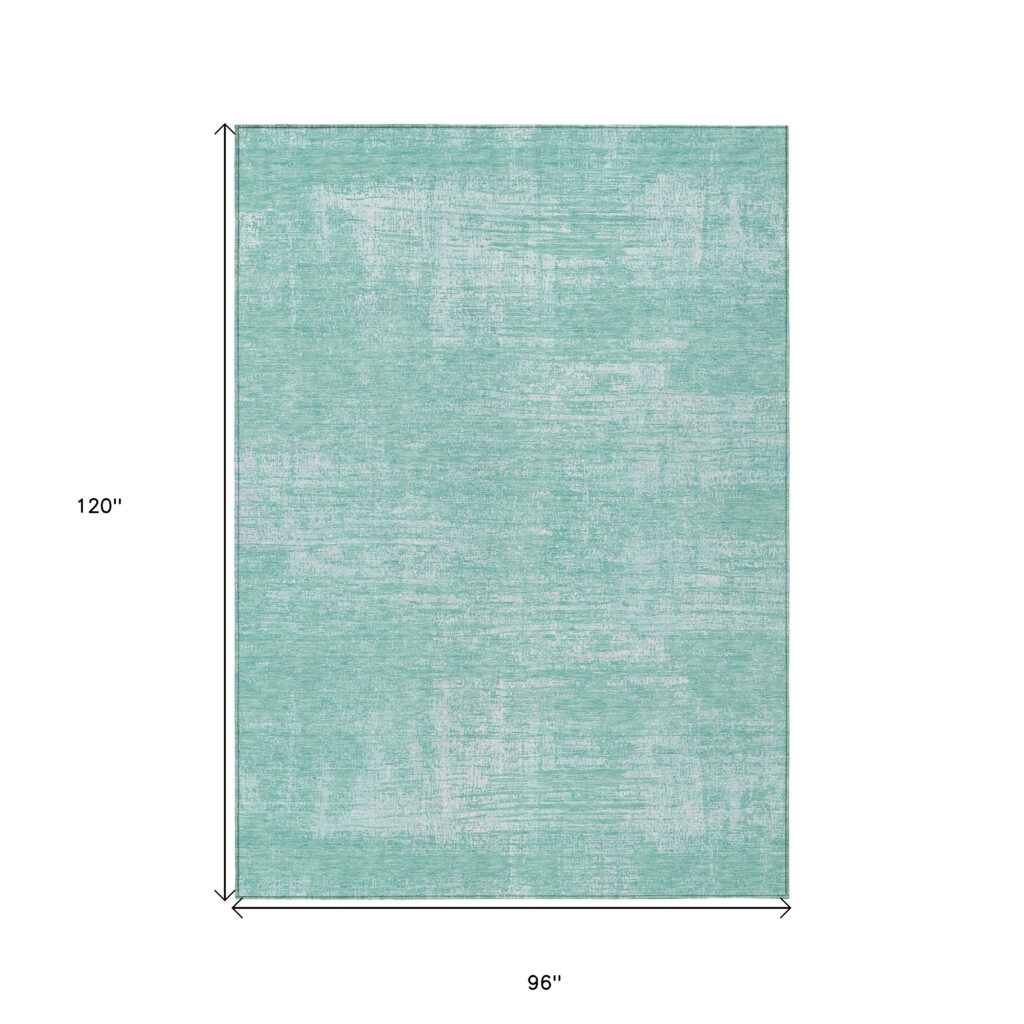 8' X 10' Turquoise And Teal Blue Abstract Washable Indoor Outdoor Area Rug