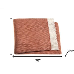 Orange and White Dreamy Soft Herringbone Throw Blanket