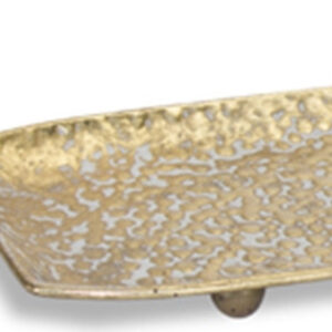 Set of Three Gold Rectangular Metal Serving Tray